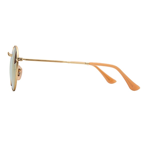 Retro Rose Pink Round Lens Gold Frame Sunglasses - Picture 5 of 5